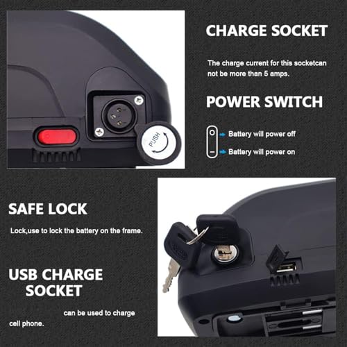 48V Ebike Battery 48V 8Ah 10Ah 13Ah 15Ah 17.5Ah Electric Bike Battery for 350-850W Motor Kit 48V E-Bike Battery with Led Indicator Light/USB Port/Safe Lock/Fast 2A Charger,48v17.5ah