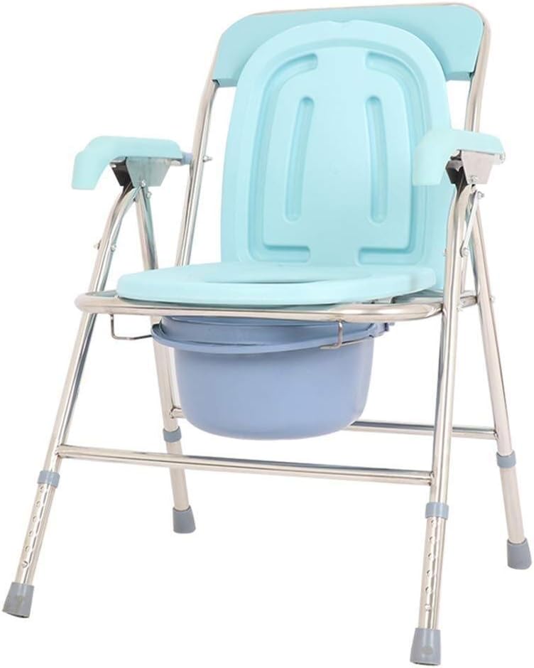 KOHARA Commode Chair, Bedroom Toilet, Multi Function Foldable Mobile Commode Chair, Stainless Steel Adult Heavy Safety Frame