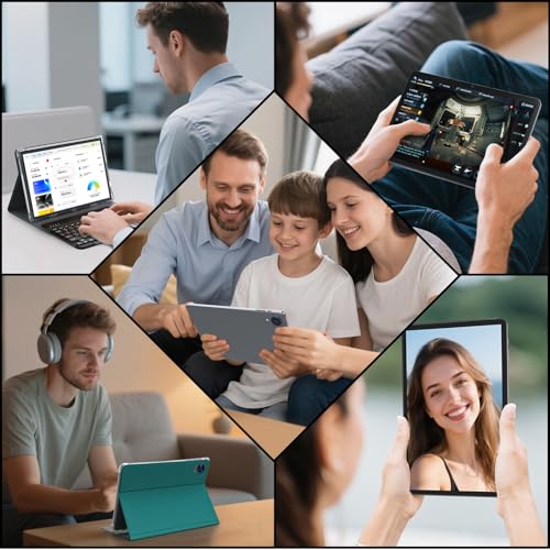 Android 15 Tablet with Keyboard, 26GB RAM, 256GB ROM(2TB Expand), 10.1 inch Octa-Core Tablets, 5G/2.4G WiFi, 8000mAh Battery, BT 5.0, GMS Certified, with Mouse, Case, Stylus, Split screen(Green)