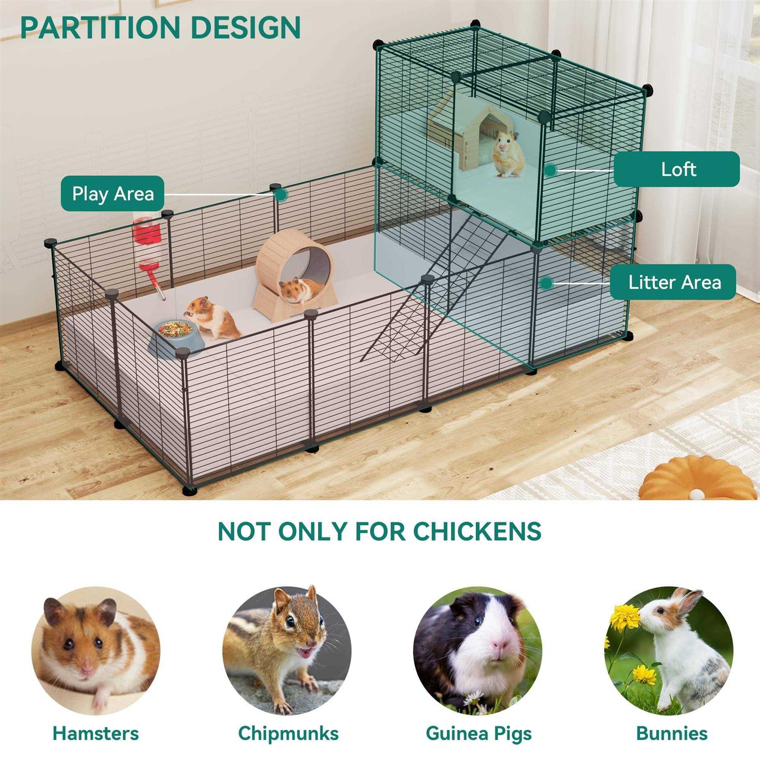 YITAHOME Guinea Pig Cage, Indoor C&amp;C Small Animal Cage with Waterproof Plastic Liner Playpen for Bunny, Chinchilla and Hamster - Pet Supplies online store