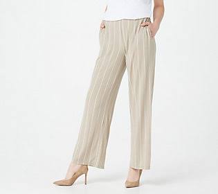 Susan Graver Regular Printed Liquid Knit Pull-On Wide-LegPant, Size 3X, True Tan