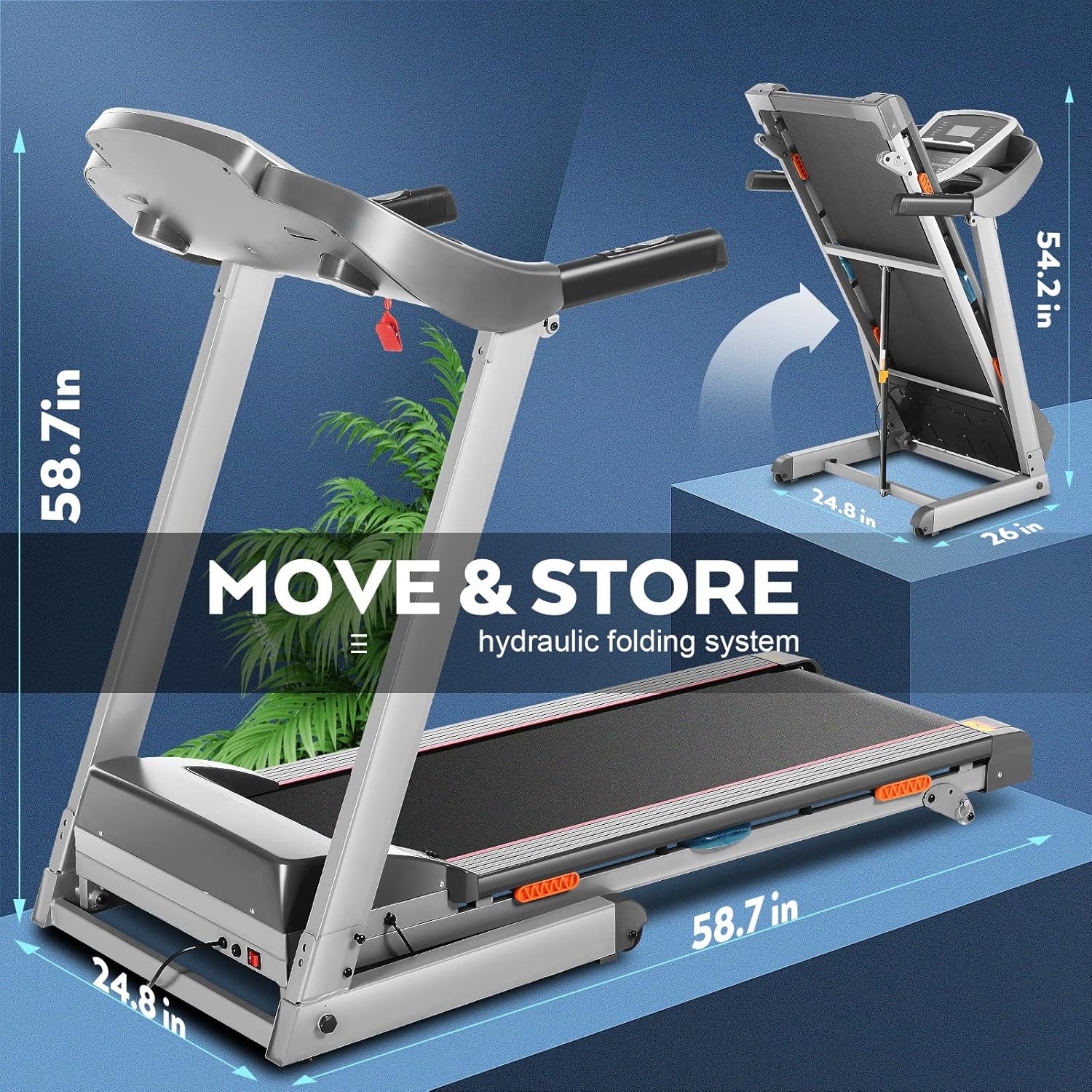 ANCHEER Treadmill, 3.0 HP Treadmill with Incline for Home, 300LBS Capacity Electric Treadmill with APP Control, Preset Program, Armrest Button Heart Rate, Running Machine for Home/Gym Workout