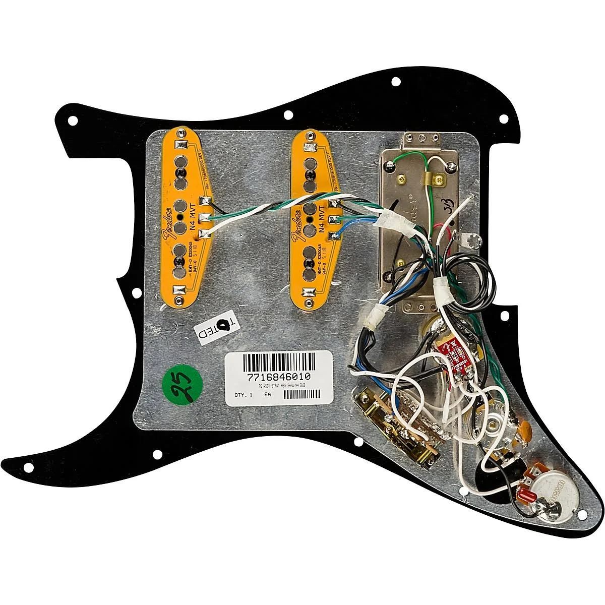 Fender Shawbucker / Gen 4 Noiseless HSS Pre-Wired Stratocaster Pickguard - Black 3-Ply