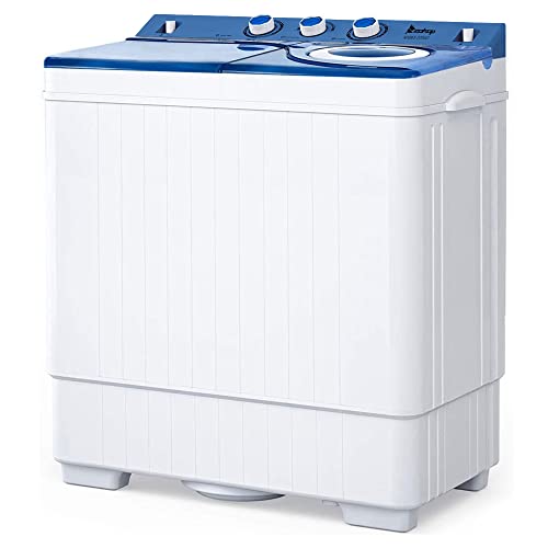 IMSEIGO Twin Tube Mini Washing Machine, Portable Laundry Washer with 26LBS Capacity, 18Lbs washer and 8Lbs Spiner Built-in Drain pump/Semi-automatic for Apartments, RVs and Dorms