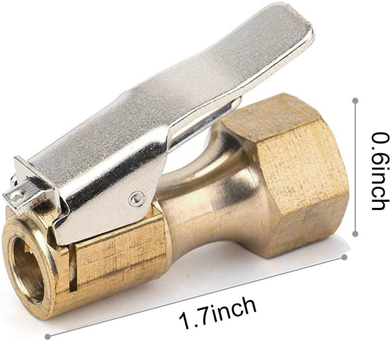 Cooyeah 4Pcs Air Chucks, Universal Heavy Duty Open Flow Straight Lock-On Tire Chuck with Clip for Inflator Gauge Compressor Accessories Pack of 2