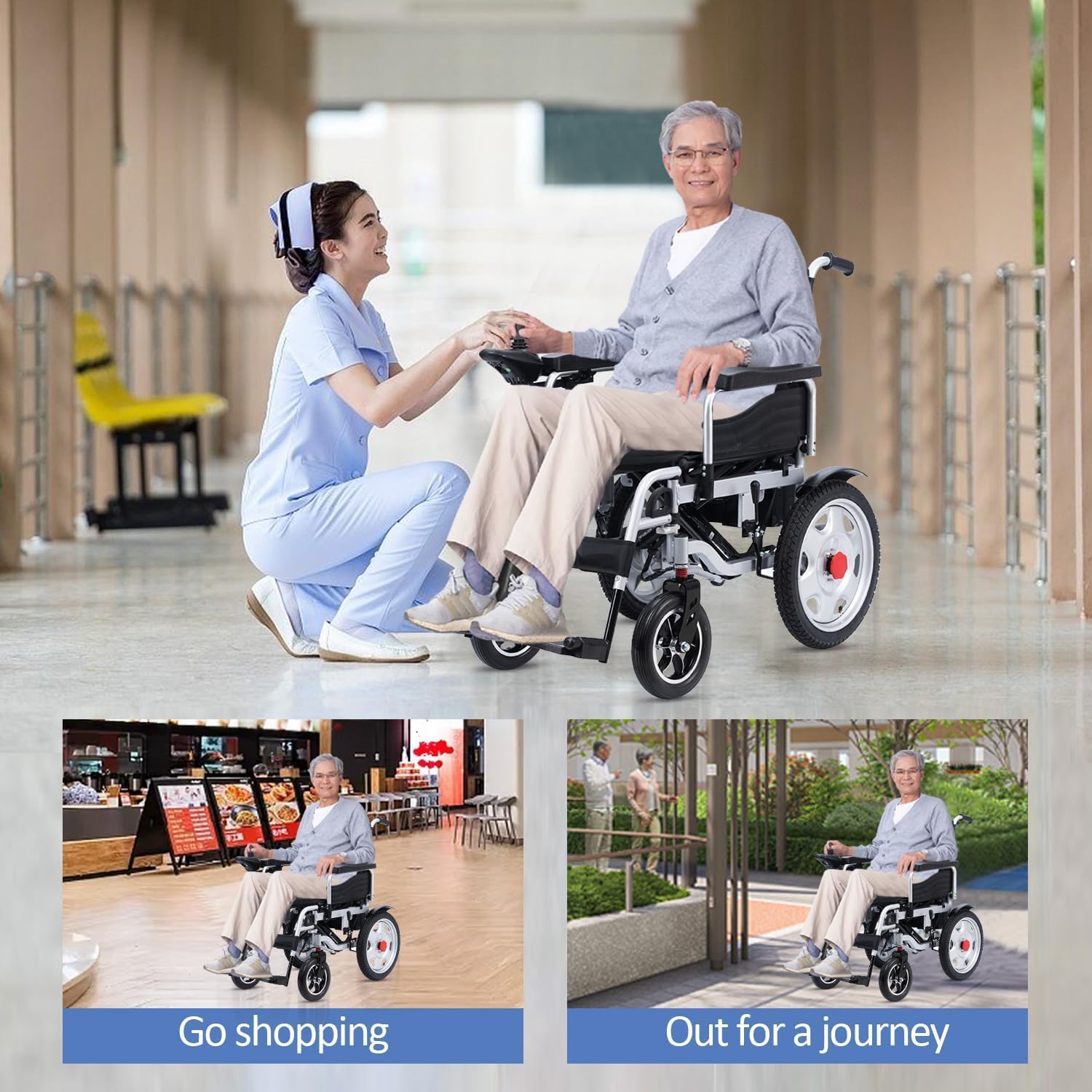 All Terrain Electric Wheelchair Heavy Duty, Foldable Electric Wheelchairs for Adults,Power Wheelchair, Electric Wheelchairs for Seniors,Motorized Wheelchair Portable Airline Approved