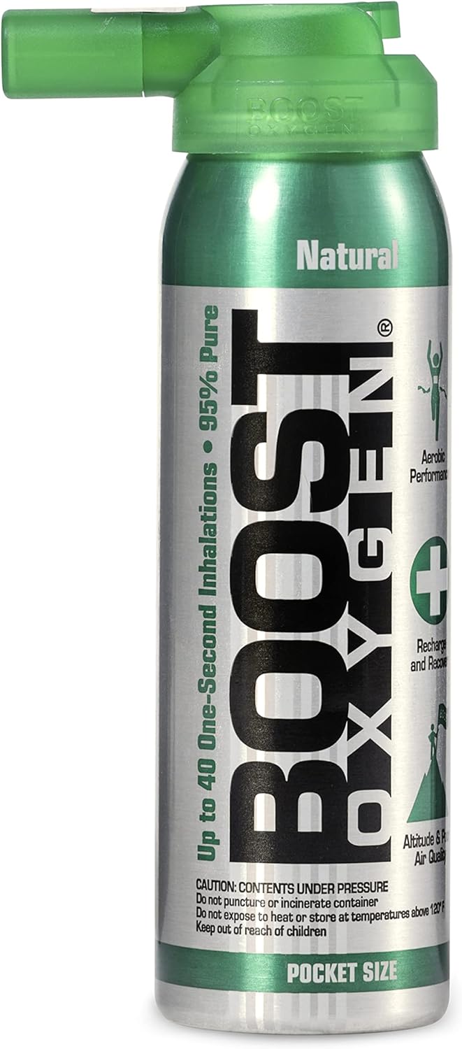 Boost Oxygen Canned 2-Liter Natural Inhaler O2 Oxygen Canister Bottle for High Altitudes, Athletes, and More, Flavorless (7 Pack)