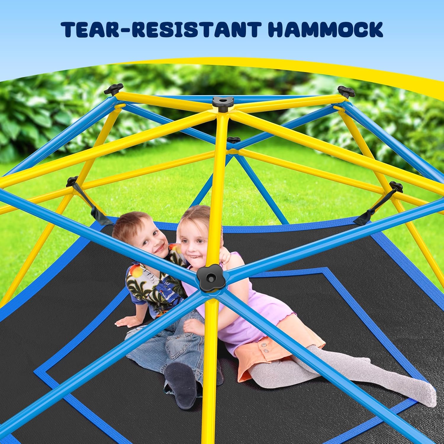 Hapfan 10ft Climbing Dome with Canopy, Jungle Gym for Kids Backyard with Heavy Duty Monkey Bars Made of Anti-Rust Steel