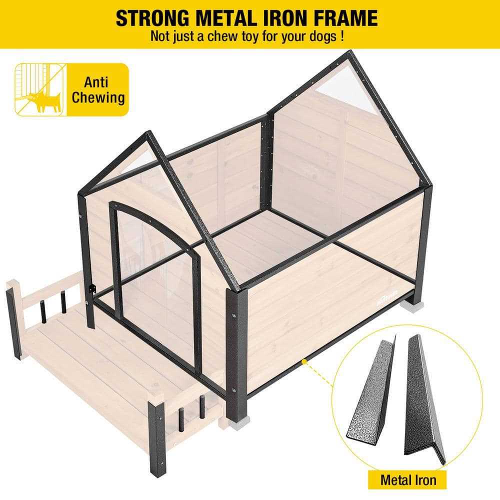 Aivituvin Outdoor Dog House with Porch Strong Iron Frame - Pet Supplies online store