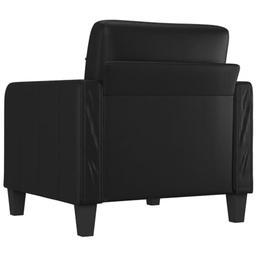 2-Seater Sofa,Upholstered Sofas,Casual Sofas,Seating Furniture,Reception Sofas,Centre Sofas,Home Decor,for Living Room, Bedroom,Salon,Lounge, Black 55.1" Faux Leather
