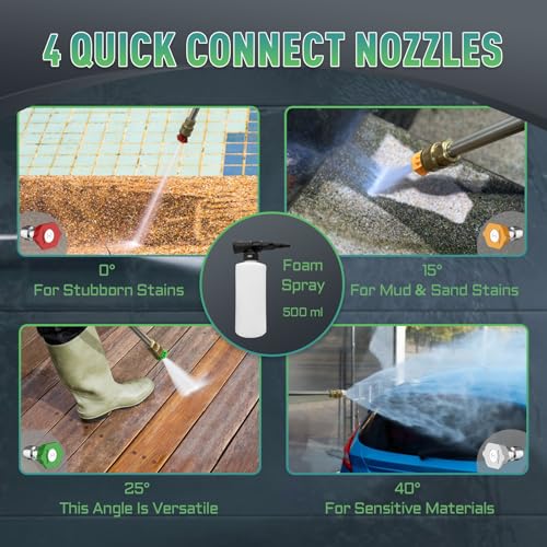 Electric Pressure Washer 4800 PSI 3.5 GPM Power Washer Touch Screen Adjustable Pressure,4 Nozzles and 500ml Foam Cannon Power Washer Cleaning for Patio 4800 PSI