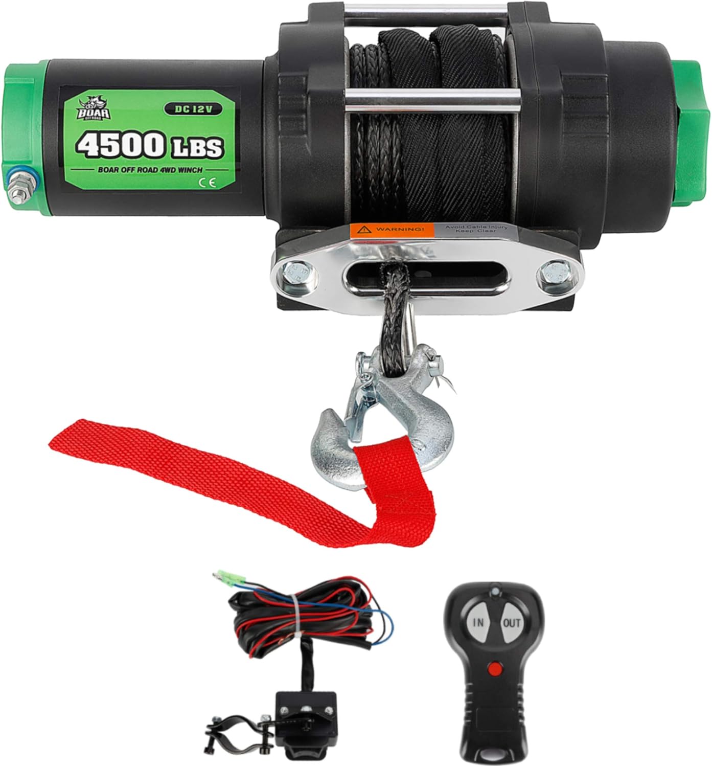 OFF ROAD BOAR 13000-lb. Load Capacity Electric Winch Kit, 12V Steel Cable Winch with Roller Fairlead, Waterproof IP67 Towing Winches with Both Wireless Handheld Remote and Corded Control
