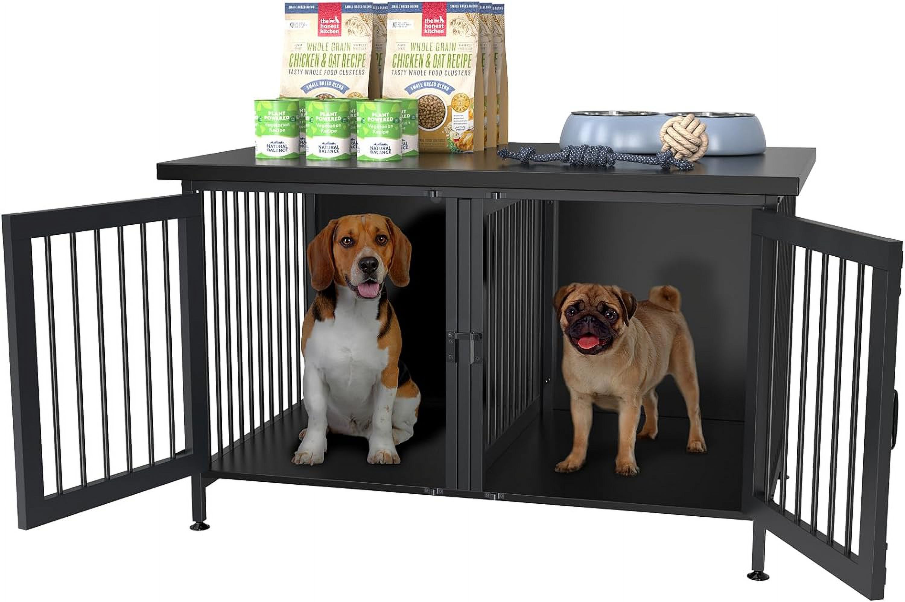 Double Dog Crate with Divider for 2 Small Dogs or 1 Dog, Furniture Style Kennel Indoor Cage with Removable Panel (Int.dims:36.2”Wx24.5”Dx21”H)