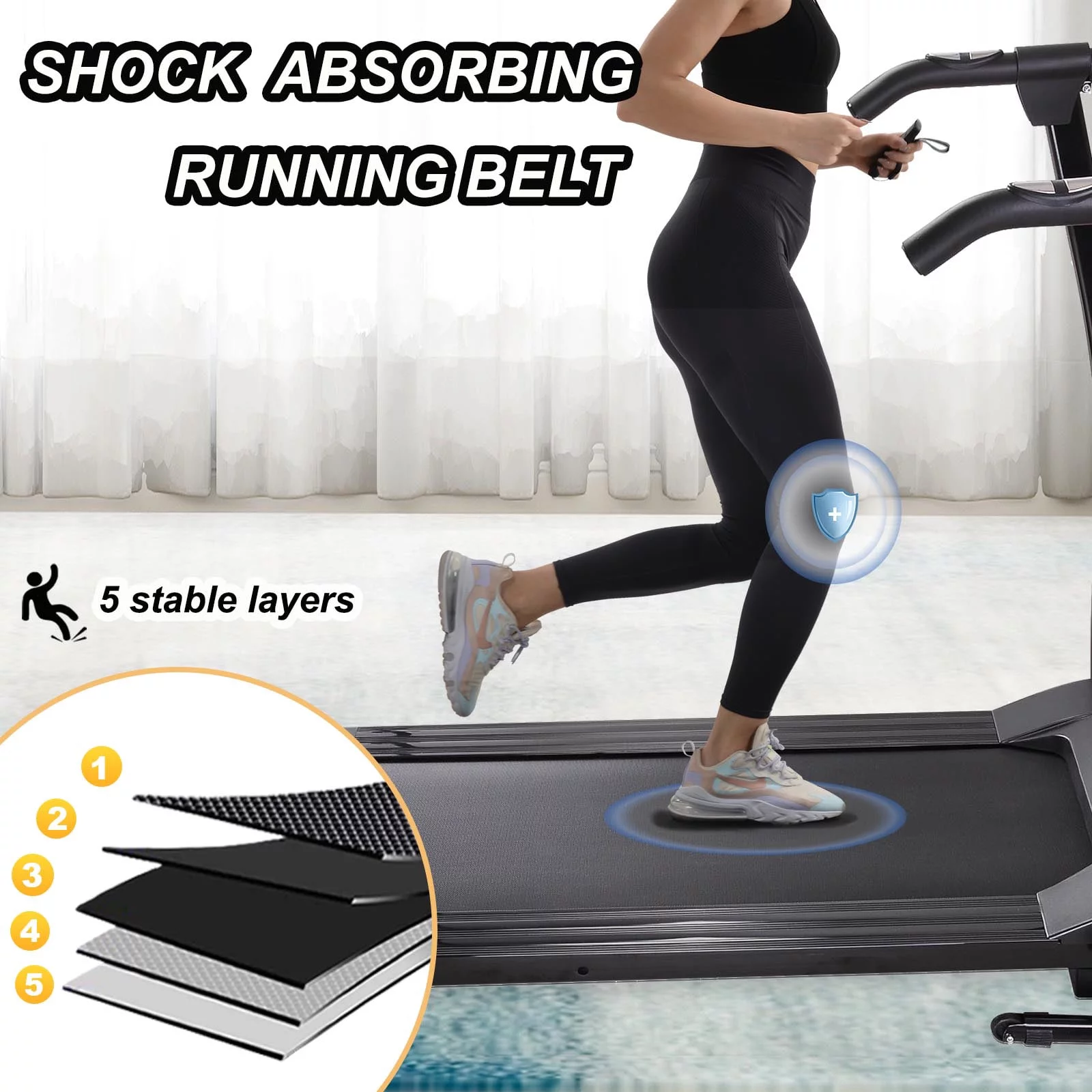 FYC Foldable Treadmills for Home, Electric Running Exercise Machine Compact Treadmill for Home Gym Fitness Workout Jogging Walking for Home Office Apartment, White