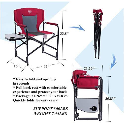 Timber Ridge Director&s Chair Folding Aluminum Camping Portable with Side Table