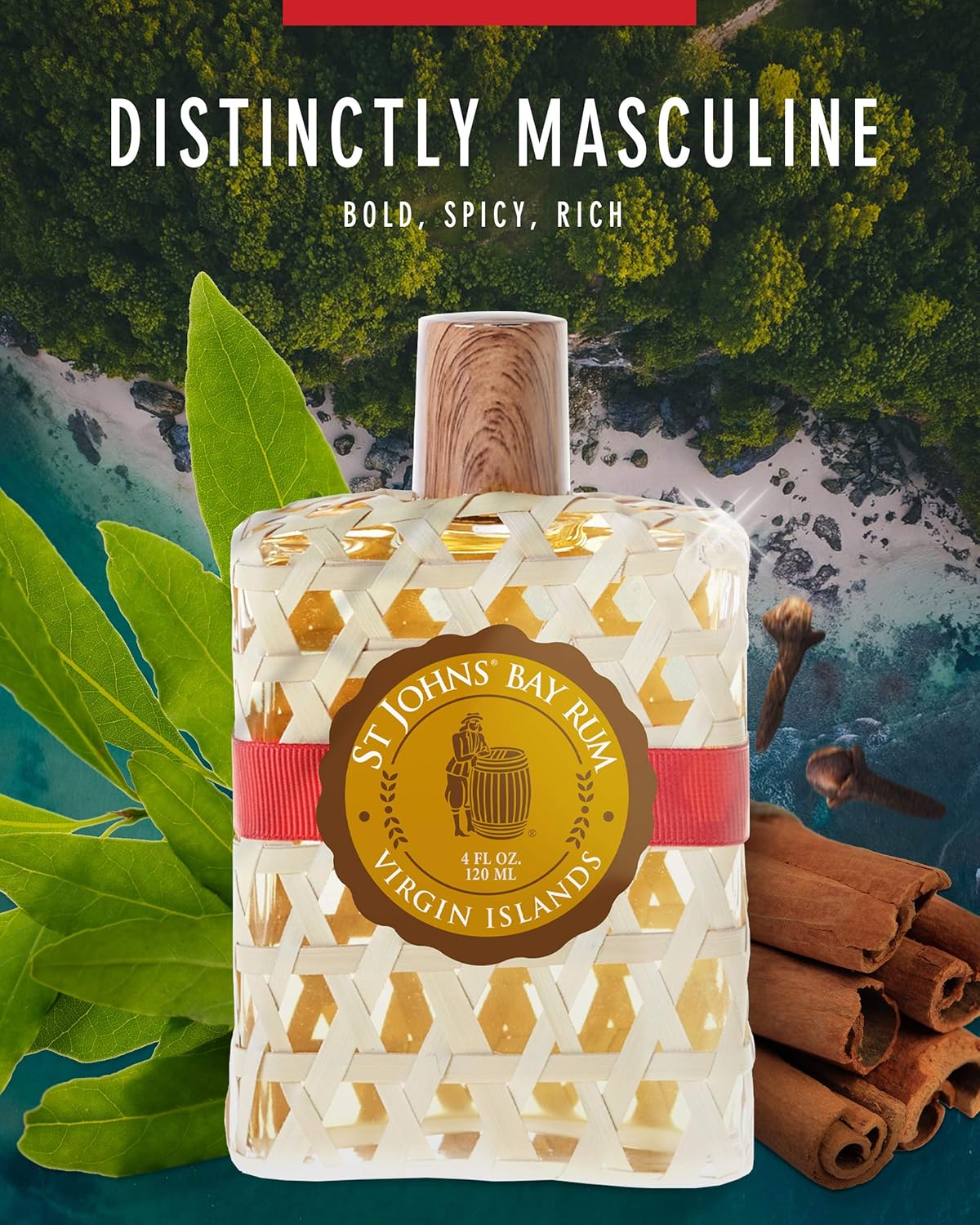 St Johns Bay Rum Aftershave and Cologne | Made with Bay Leaves from the Virgin Islands | Best Selling Bay Leaf After Shave Fragrance for Men | (4 oz Splash Bottle ) Pack of 2
