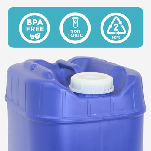 5-Gallon Stackable Water Storage Containers, 5 Gallons Each w/Lids + Spigot, Easy Fill, Survial Supply Emergency Water Storage for Camping and Disaster Preparedness, RV, 20 Gallon (4 Tanks)