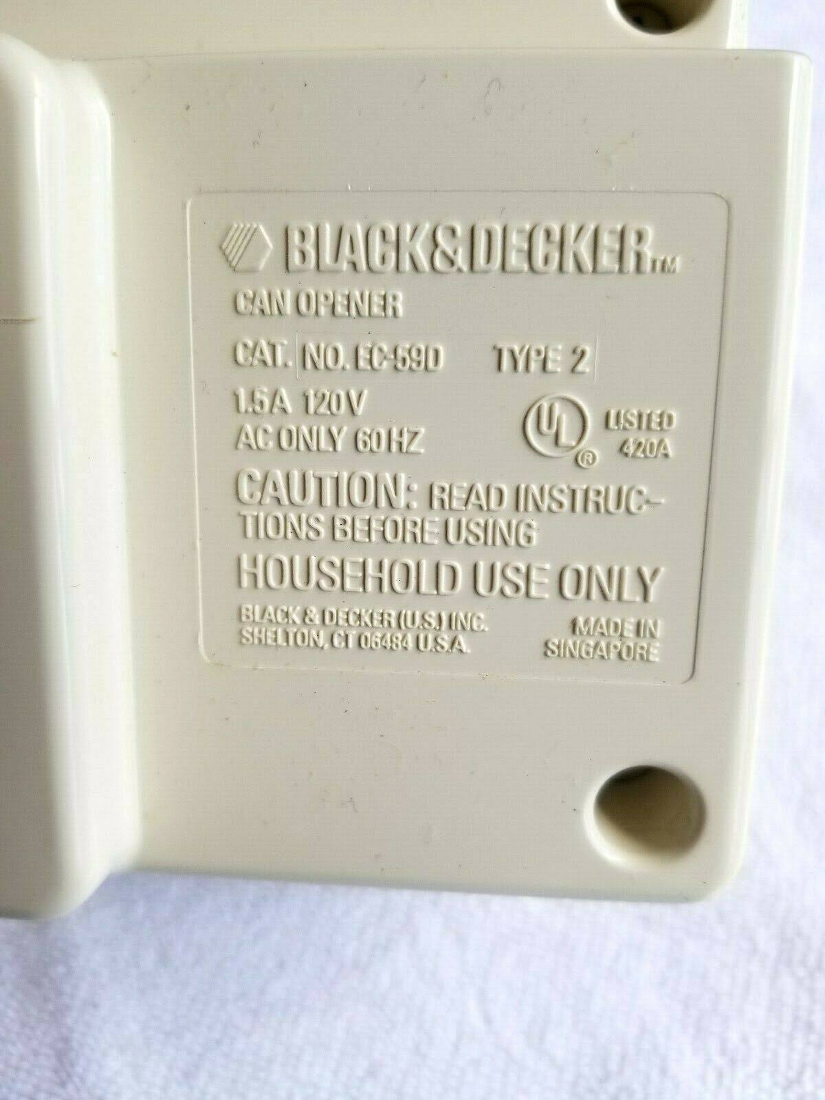 Black u0026 Decker Spacemaker Under Cabinet Electric Can Opener EC59D