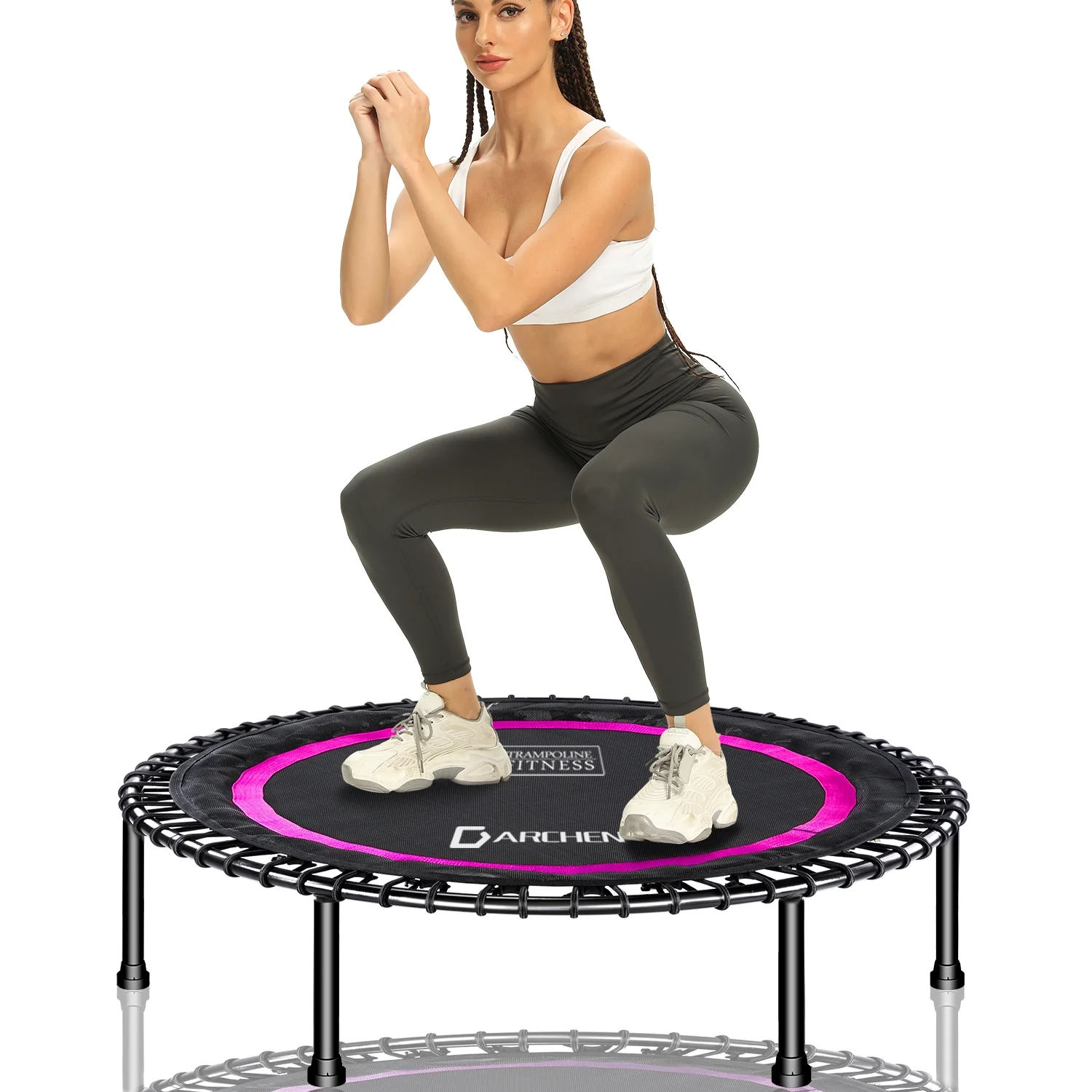 Darchen 450 lbs Mini Trampoline for Adults, Indoor Small Rebounder Exercise Trampoline for Workout Fitness for Quiet and Safely Cushioned Bounce, [40 Inch]