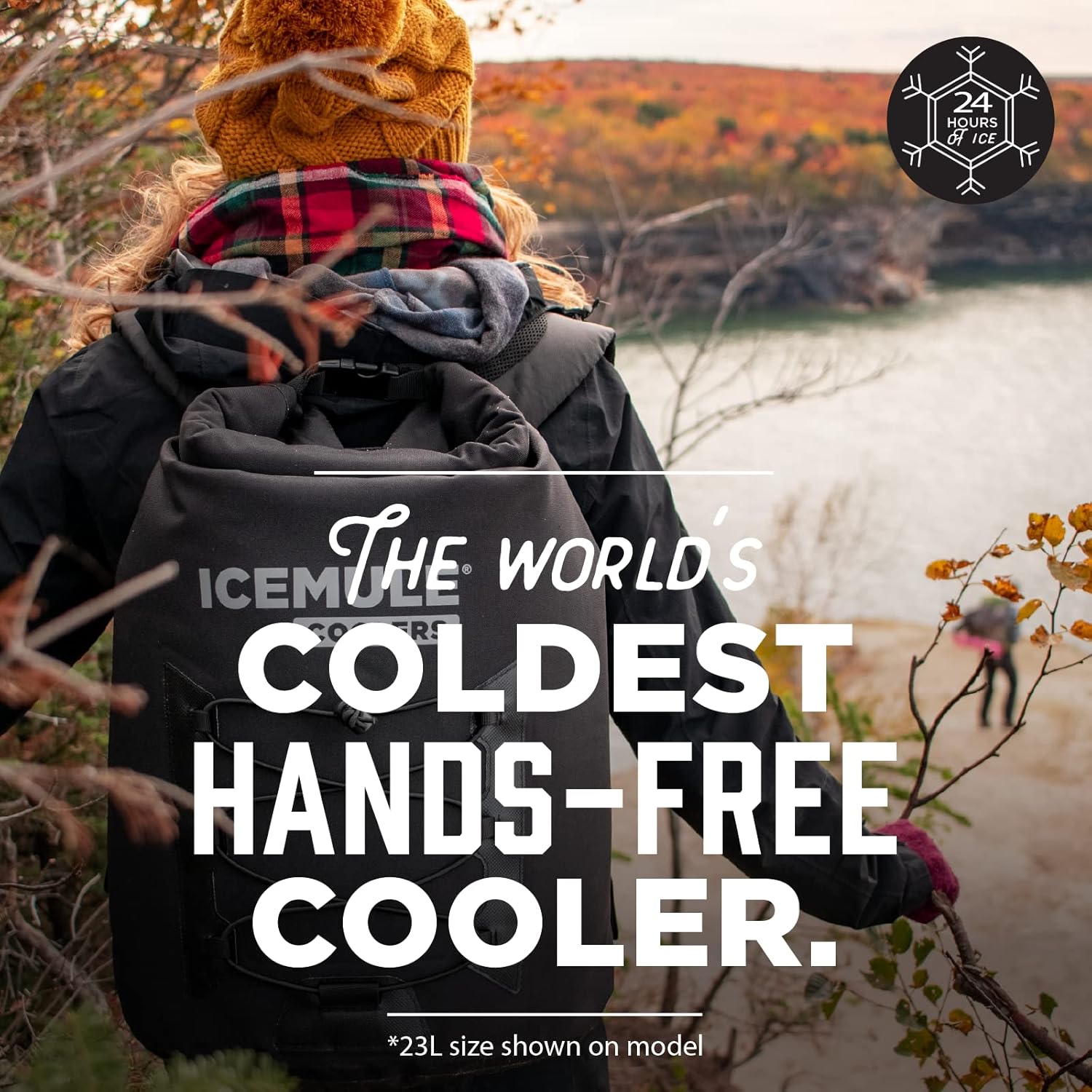 ICEMULE Pro Large Collapsible Backpack Cooler – Hands Free, 100% Waterproof, 24+ Hours Cooling, Soft Sided Cooler for Hiking, Camping, Fishing & Picnics, 23 Liter, Fits 24 Cans + Ice, Olive
