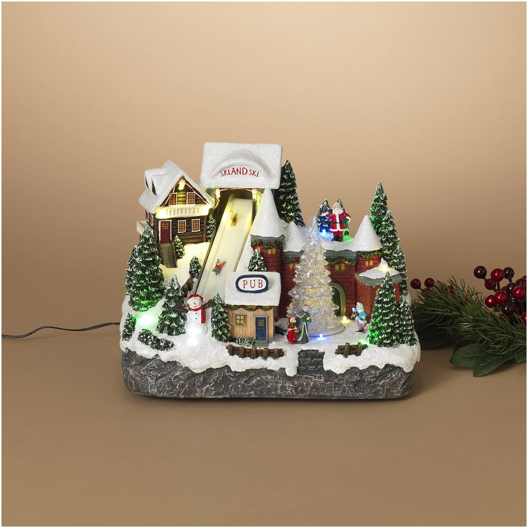 Gerson Musical Animated Christmas Winter Ski Village