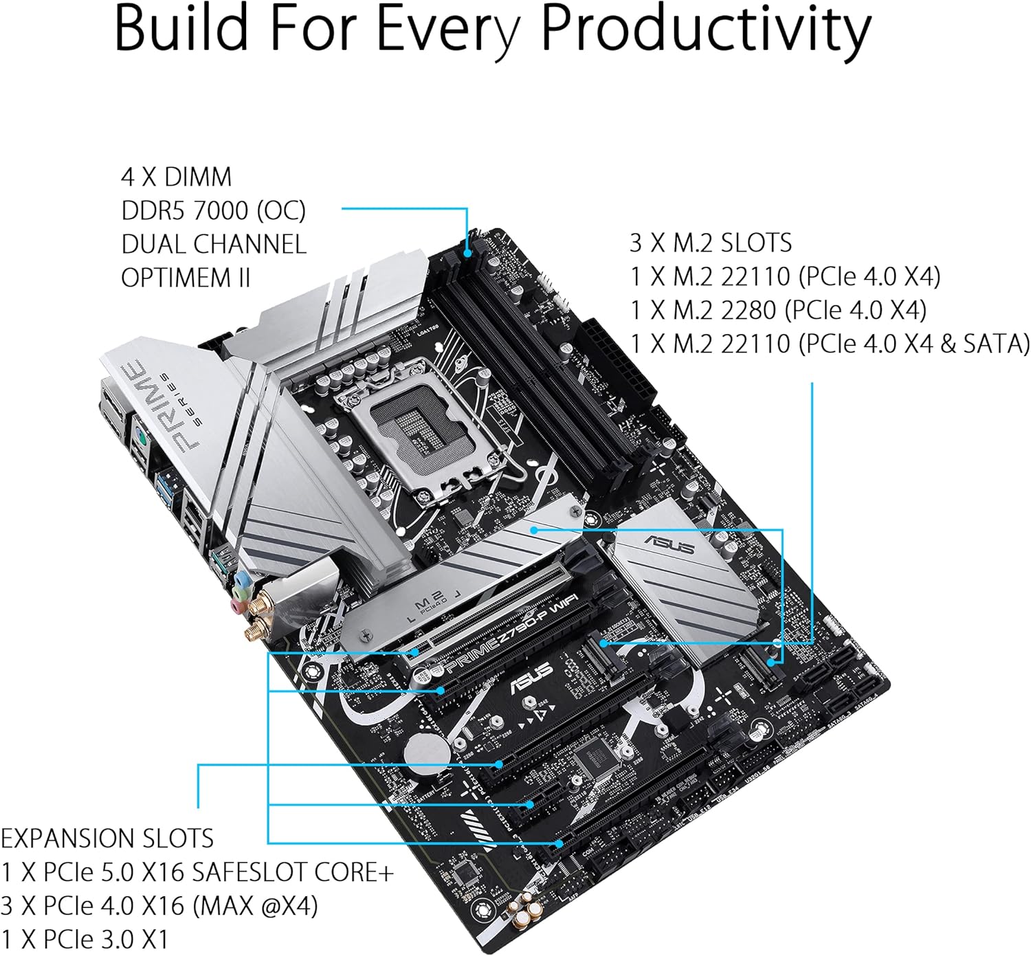 ASUS Z790-P ATX Motherboard with WiFi 6, PCIe 5.0, DDR5, 14+1 Power Stages, 3X M.2, Thunderbolt 4, 2.5Gb LAN