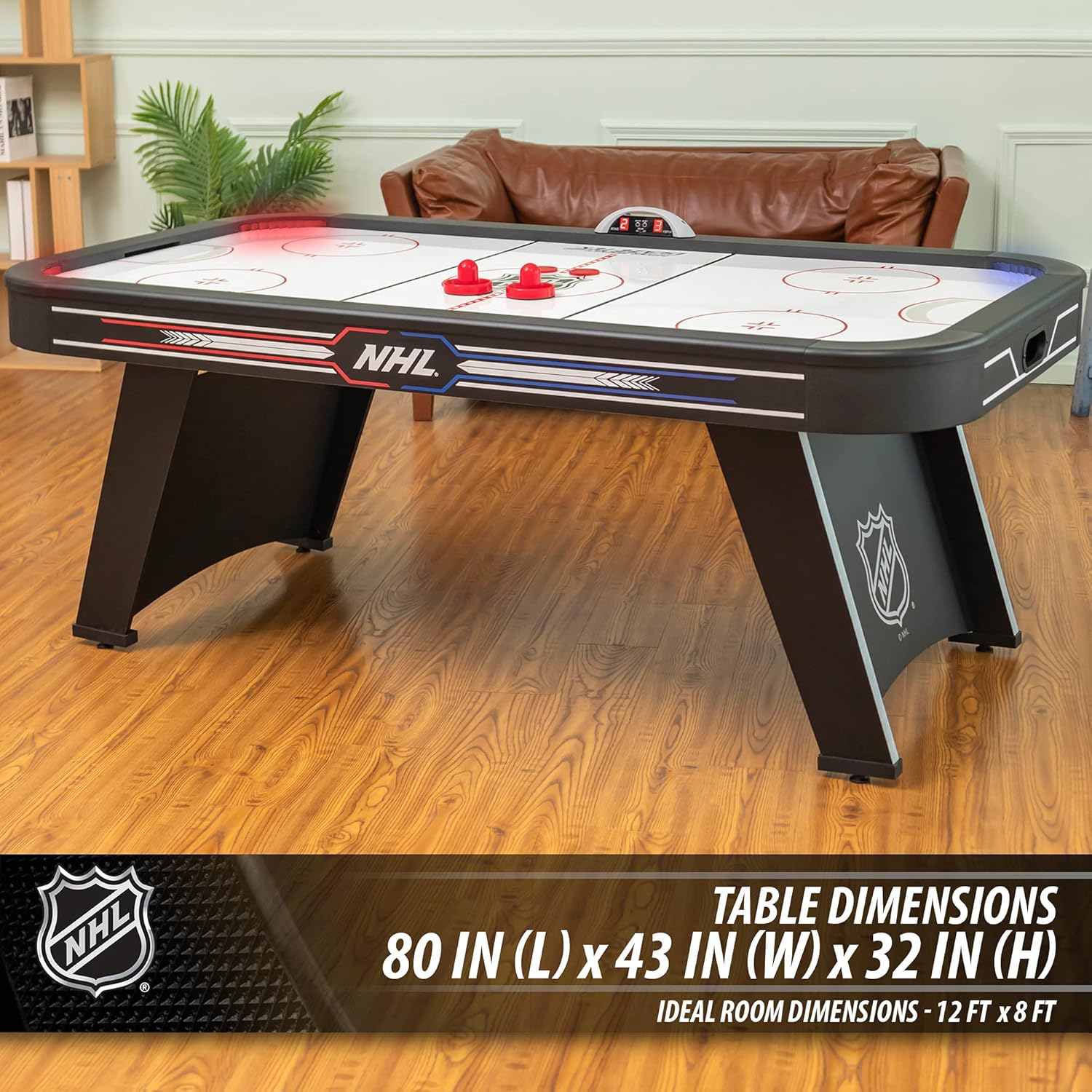 EastPoint Sports NHL 80” Pulse Air Hockey Table with Automatic LED Electronic Scoring – Perfect for Family Game Room, Adult rec Room, basements, Man cave, or Garage
