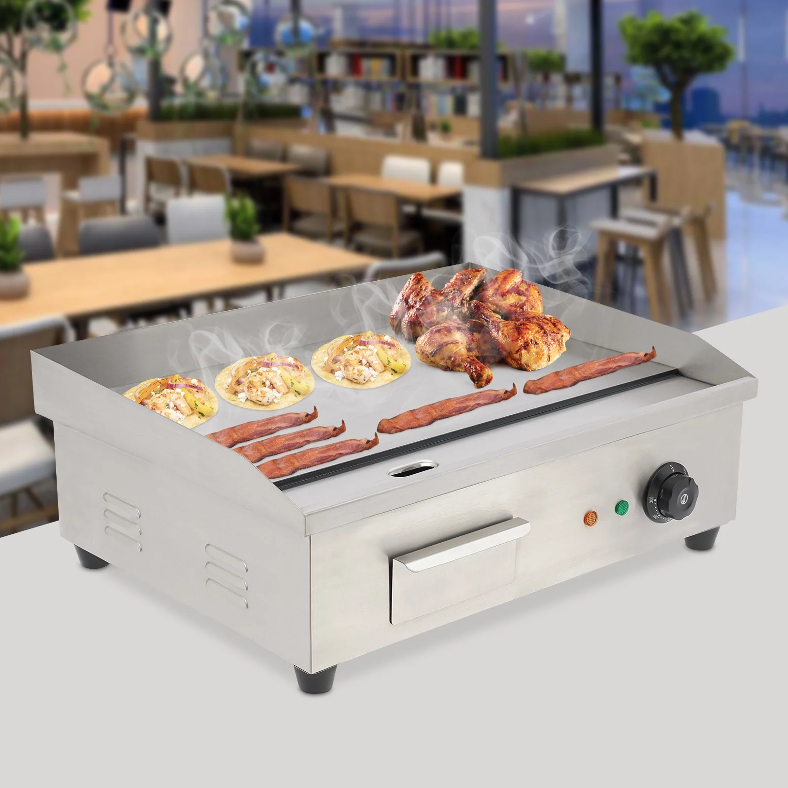 3000w Electric Countertop Griddle Flat For Restaurant Grill BBQ Thermostat 22"