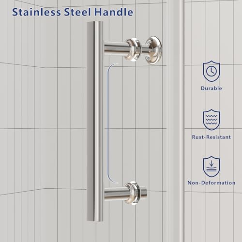 Shower Doors 32 in.W X 72 in.H Semi Frameless Hinged Pivot Swing Shower Door, SGCC Tempered Clear Glass, Reversible Installation, Chrome Finish