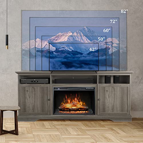 23.7" W Electric Fireplace Insert with 4 Adjustable Brightness Flames & Overheat Protection, 750/1500W, Black