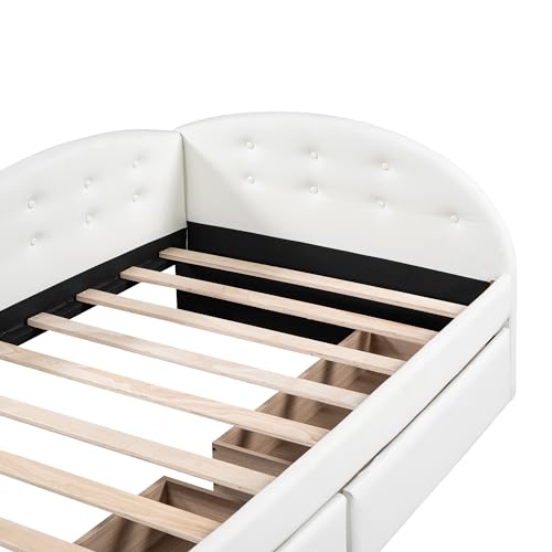 Velvet Upholstered Daybed, Twin Size Modern Sofa Bed Day Bed Frame with Button Tufted and Double Storage Drawers for Bedroom, Living Room, Guestroom, No Box Spring Needed, Gray