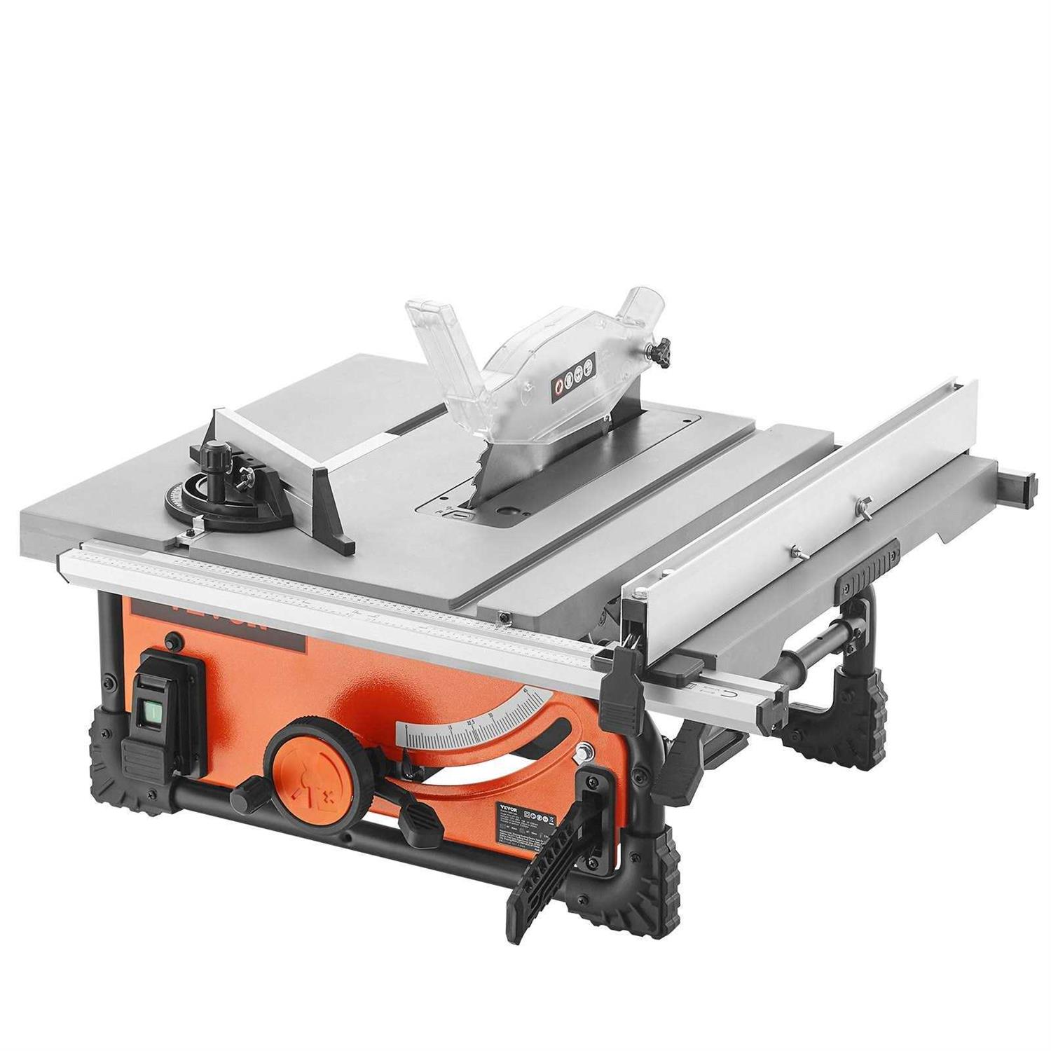 VEVOR Table Saw for Jobsite 10-inch 15-Amp 25-in Max Rip Capacity