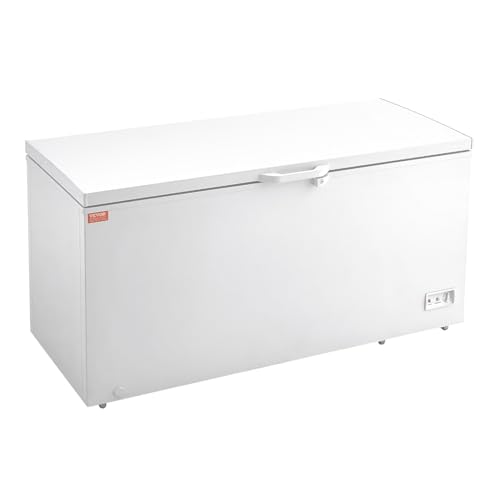 VEVOR Chest Freezer, Large Deep Freezer & 4 Removable Baskets, Freestanding Top Open Door Commercial Chest Freezers with Locking Lid, 7-Level Adjustable Temp, LED Lighting, 6 Wheels