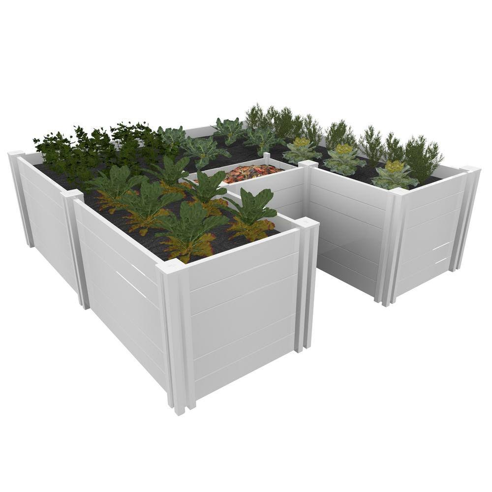 22.5x22 Vinyl Keyhole Classic Raised Garden Bed White - Vita