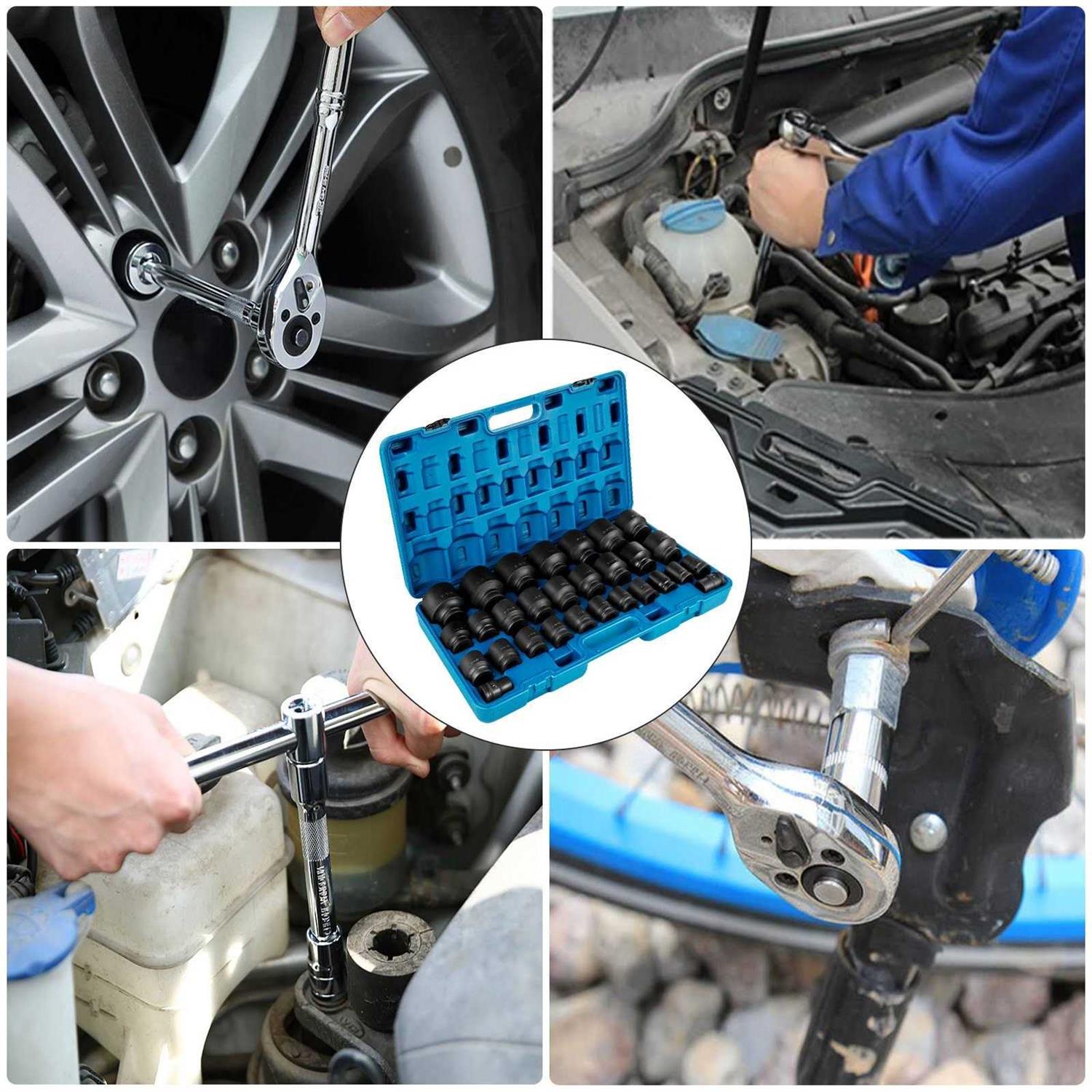 VEVOR Impact Socket Set 3/4 Inches 29 Piece Impact Sockets 6-Point Sockets - Shop Hardware Tools Online Store