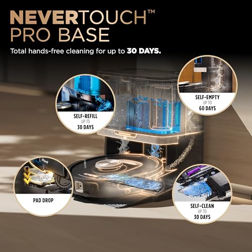 Shark Robot Vacuum & Mop Combo, PowerDetect NeverTouch Pro, Self-Emptying, Self-Refill with Self-Clean Pad Wash & Dry, 60-Day Debris Capacity, 30-Day Refill Tank, 5 PowerDetect Technologies, AV2800ZE
