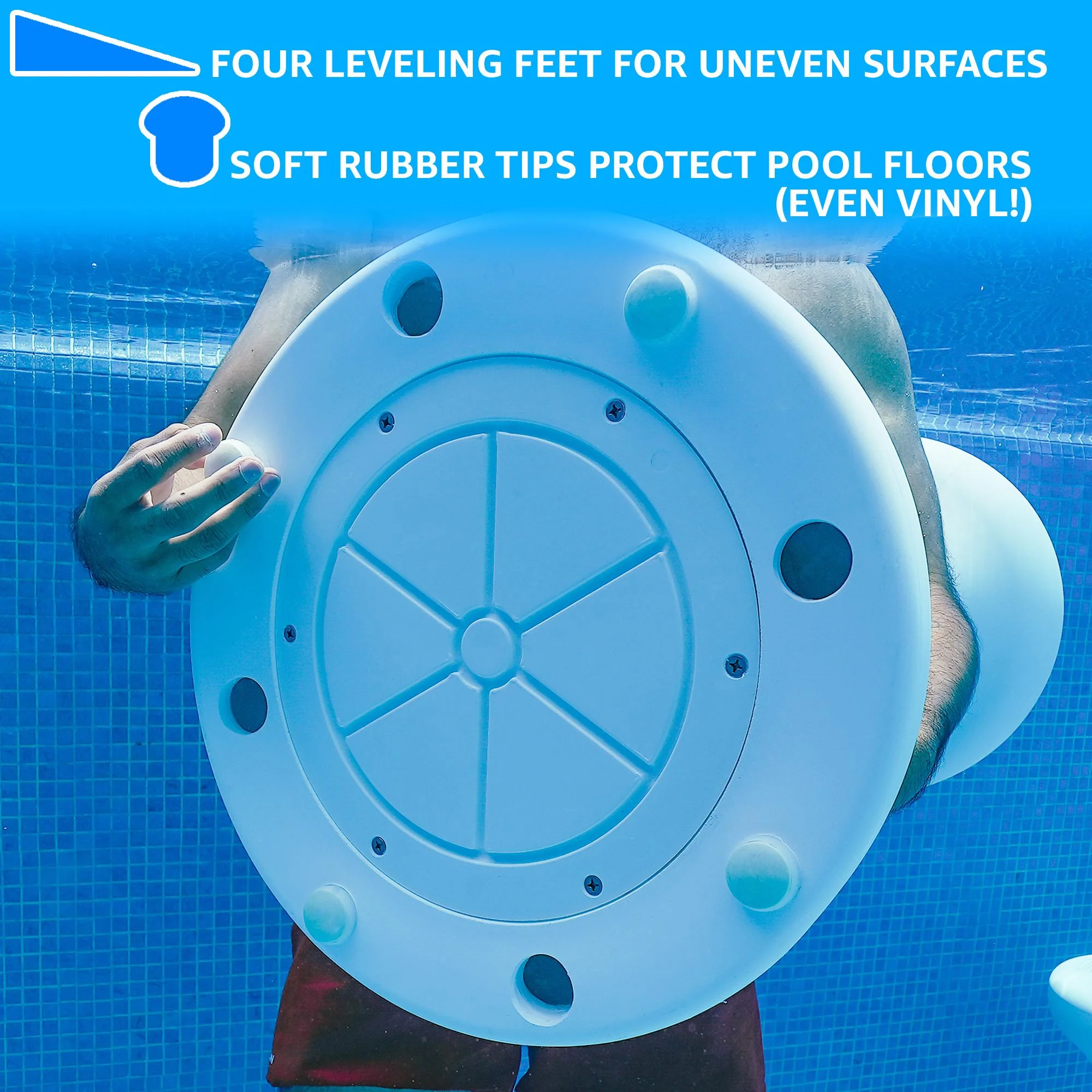 Dunn-Rite Products  Submersible Underwater Pool Stool for Inside Pool, Swim Up Bar Stool with Foot Rest, 30 Inch White