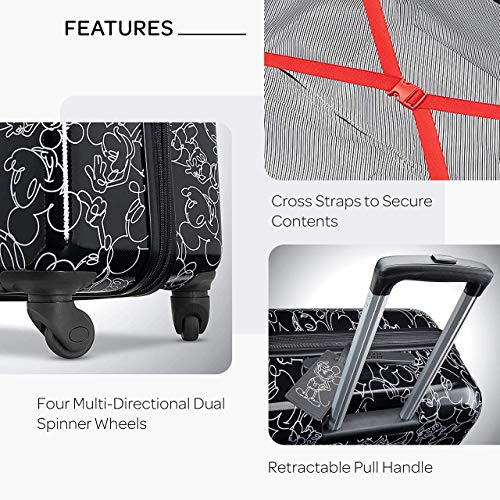 AMERICAN TOURISTER Disney Hardside Luggage With Spinner Wheels, Mickey Mouse Scribbler Multi-Face, 2-Piece Set (20/28)