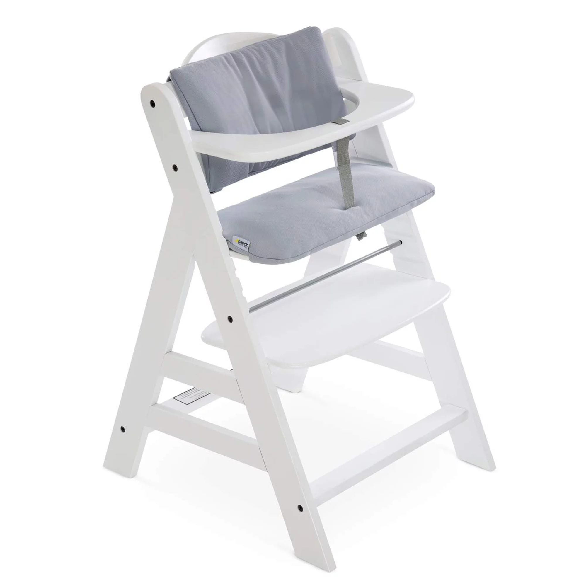 hauck AlphaPlus Grow Along Wooden High Chair w/Grey Tray & Seat Cushion