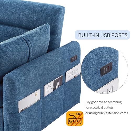 Harper & Bright Designs 3 in 1 Convertible Sleeper Sofa Bed, Modern Velvet Loveseat Futon Sofa Couch w/Pullout Bed, Love Seat Lounge Sofa, for Living Room, Gray