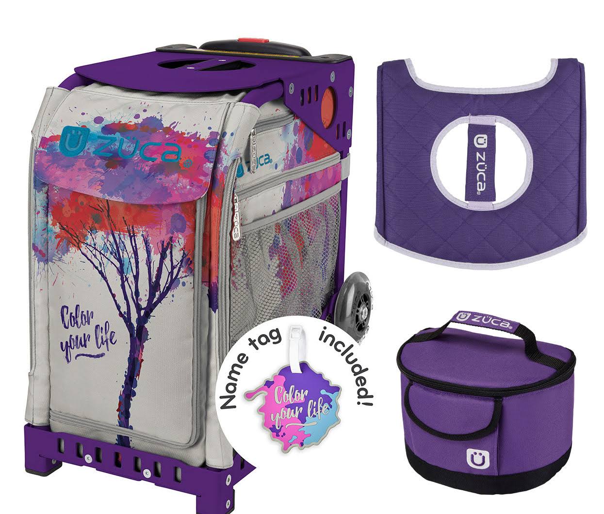 Zuca Sport Bag - Color Your Life with Gift Lunchbox and Seat Cover (Purple Frame)