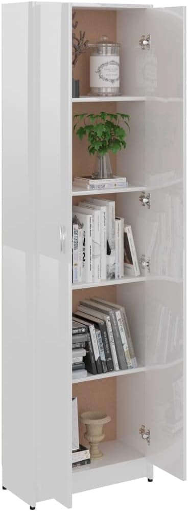 Hallway Wardrobe High Gloss White 55x25x189 cm Engineered Wood with Overall Dimensions: 55 x 25 x 189 cm (W x D x H)