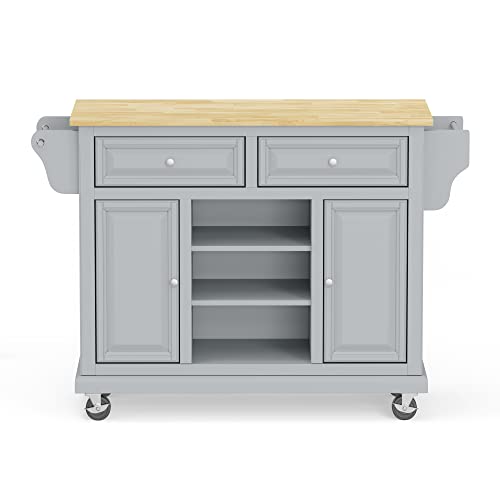Glenwillow Home Kitchen Cart in Cherry with Wood Top