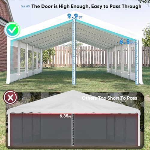 Quictent 20x20 Party Tent Heavy Duty Outdoor Canopy Tent Carport Wedding Event Shelter BBQ Wedding Tents for Parties with Storage Bags(Mesh)
