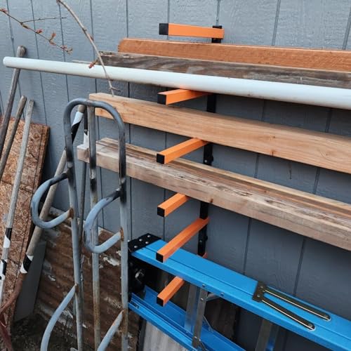 ECOTRIC 6 Pair of 6 Levels Shelf Lumber Rack Lumber Storage Rack Lumber Organizer Wood Organizer Steel Wall Mounted Max 600 Lb