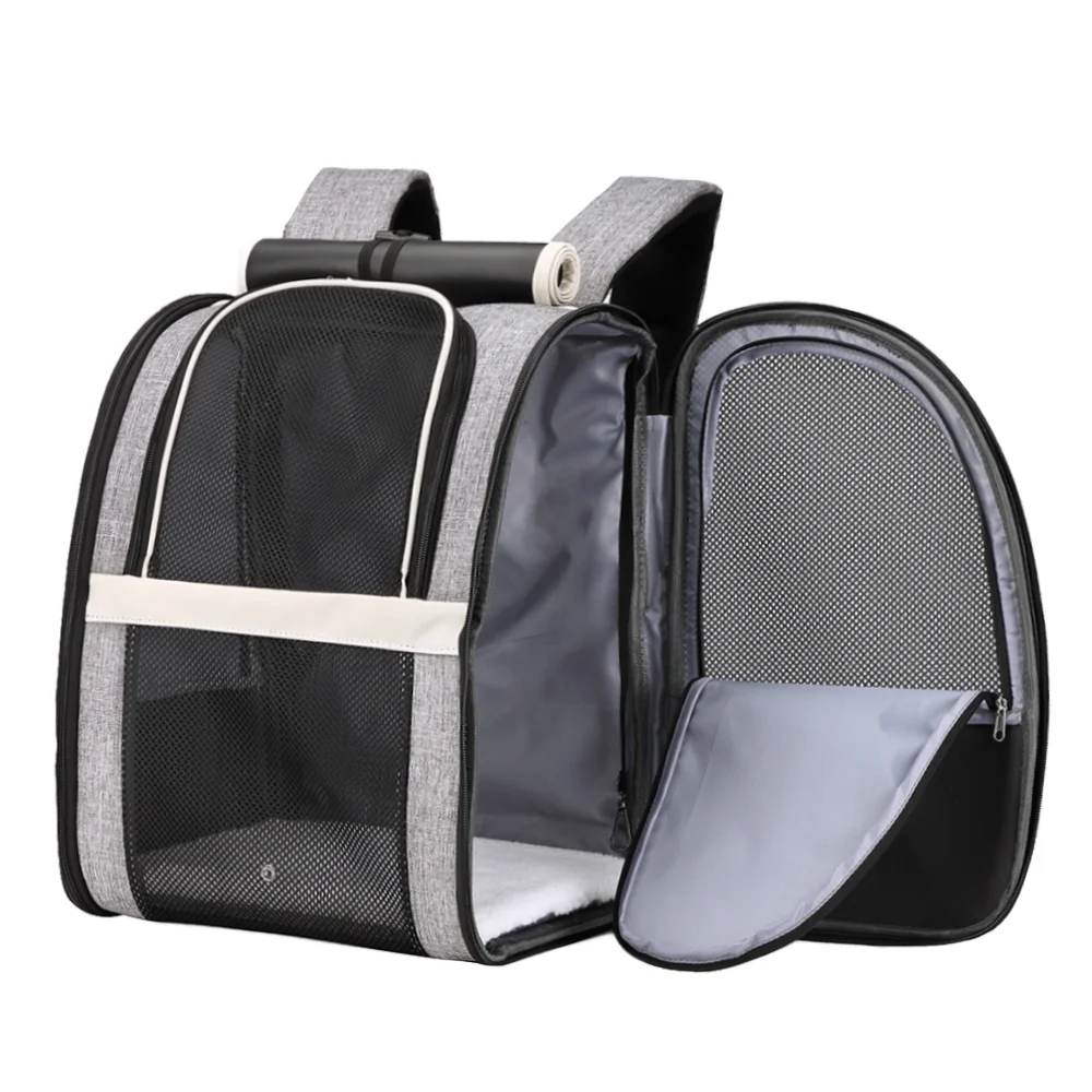 Texsens Pet Backpack Carrier for Small Cats Dogs | Ventilated Design, Safety Straps, Buckle Support, Collapsible | Designed for Travel, Hiking, Walking & Outdoor Use(Upgraded - PVC Mesh Black)