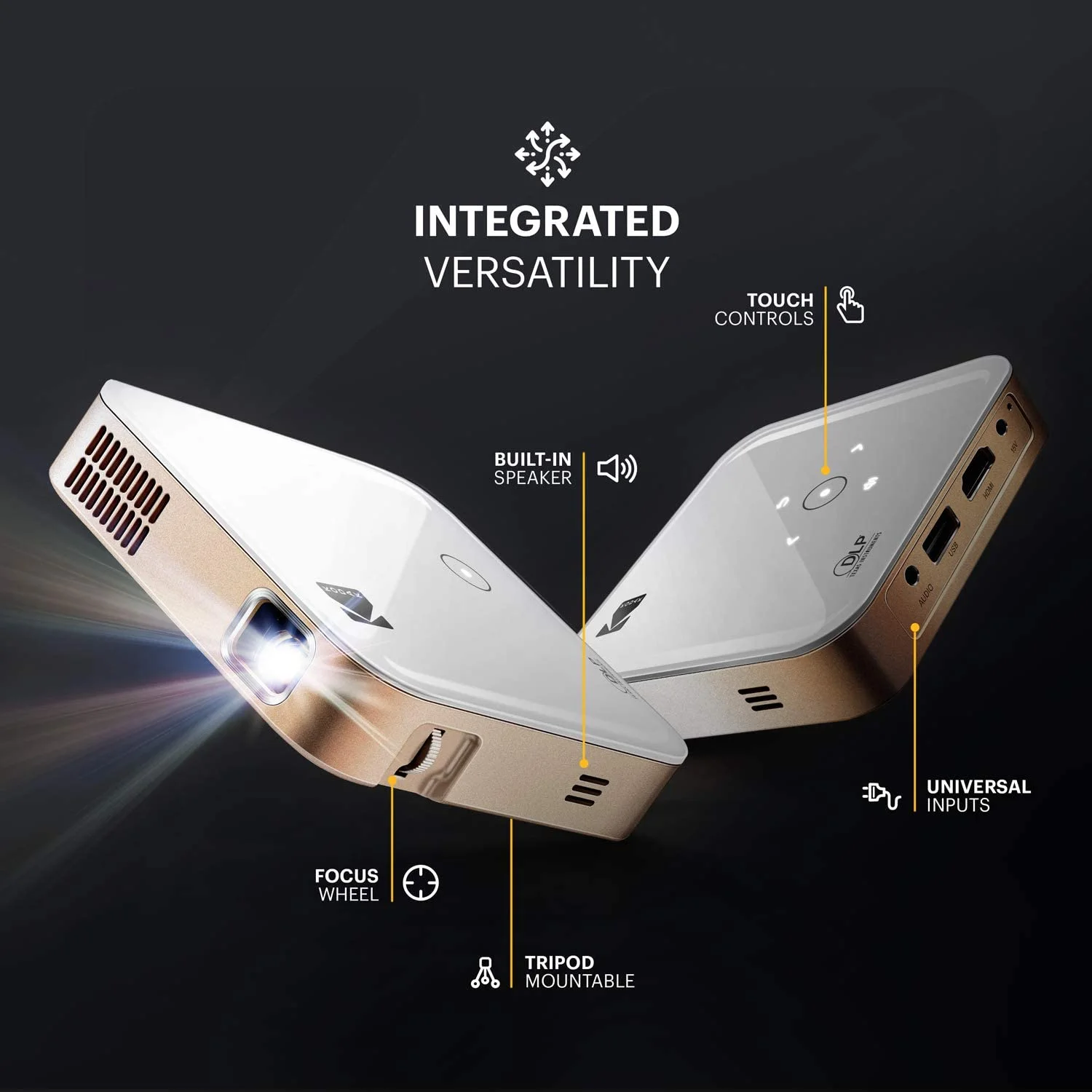 Kodak Luma 350 Portable Pico Projector 4K - Smart Projector up to 150 with 350 Lumen