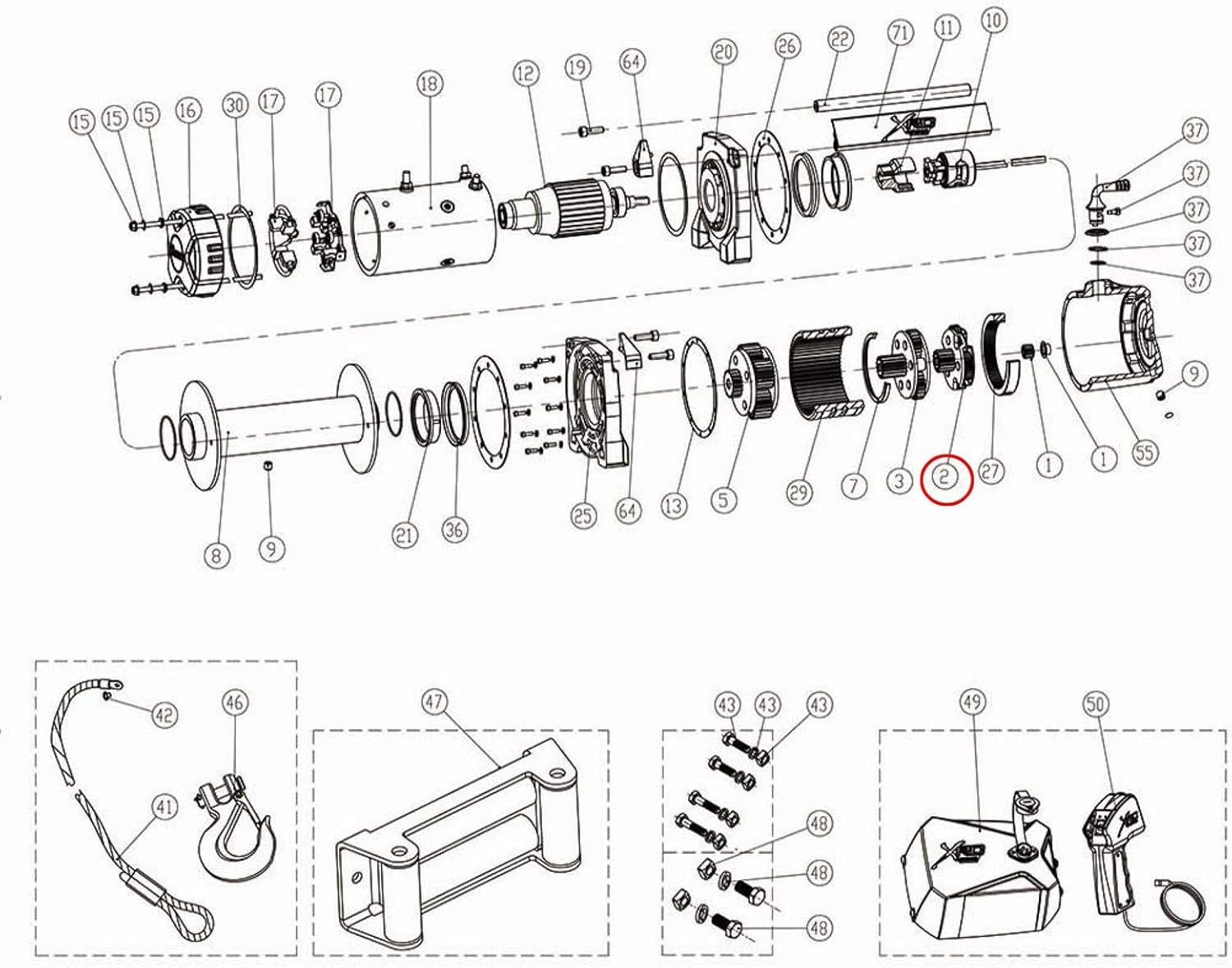 Smittybilt 97495-02 Winch Input Gear Carrier Assembly For XRC-9.5K GEN2 Winch PN[97495] Winch Input Gear Carrier Assembly Pack of 2