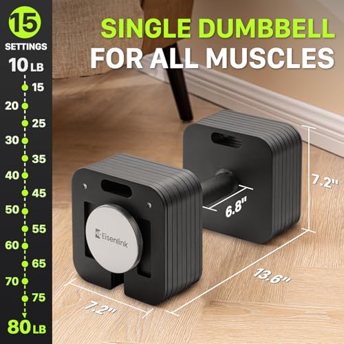 Adjustable Dumbbell, 10-50/80lb, Single Dumbbell, 5lb Increments, Quick-Lock Square Weight set for Home Gym Fitness (50/80lb×1)