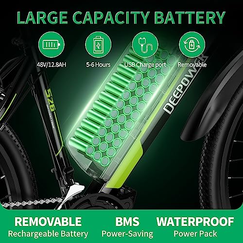 IDOTATA S26 Electric Bike,500W Motor,26" x1.95 Electric Bicycle for Adults,48V 12.8 AH Battery,21-Speed Gears,25MPH,Lockable Fork Suspension Electric Road Bike Adults